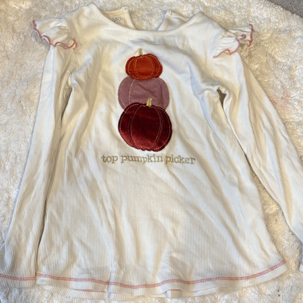 Mudpie girls size 6/7 Fall embroidered pumpkin shirt
